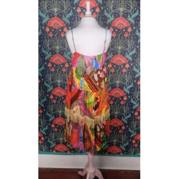 Farm Rio Anthropologie Palila Empire Waist Fringe Colorful Tropical Dress - Picture 10 of 10